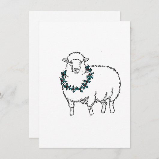 Kerstschaap met Hulst Feestdagenkaart (Voorkant / Achterkant)
