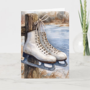 Kerstschaatsen hangend aan een hekpaal kaart