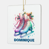 Kerstschaatsen met eigen naam keramisch ornament (Links)