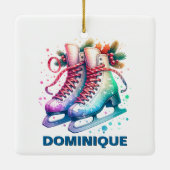 Kerstschaatsen met eigen naam keramisch ornament (Achterkant)