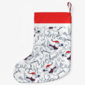Kerstschaatsende Vogels Monogram Kleine Kerstsok (Achterkant)