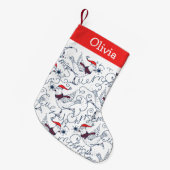 Kerstschaatsende Vogels Monogram Kleine Kerstsok (Voorkant (Hangend))