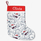Kerstschaatsende Vogels Monogram Kleine Kerstsok (Voorkant)
