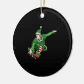 Kerstschaatser Elf Keramisch Ornament (Links)