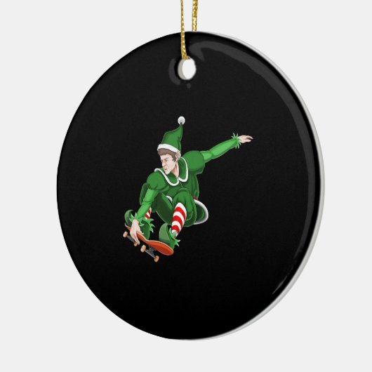 Kerstschaatser Elf Keramisch Ornament (Links)