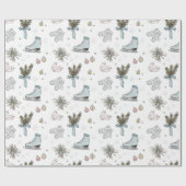 Kerstschaatser ijs cadeaupapier (Vlak)