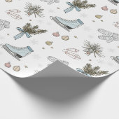 Kerstschaatser ijs cadeaupapier (Hoek)
