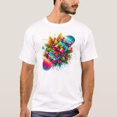 Kerstschaatsplank Rode Strik Denne Takken T-shirt (Voorkant)