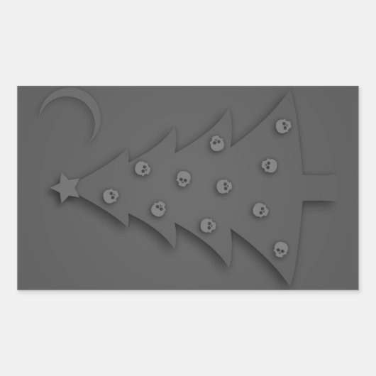 kerstschaduwboom rechthoekige sticker (Voorkant)