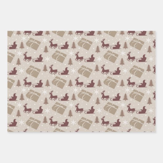 Kerstschandaal bruin patroon inpakpapier vel (Voorkant 3)