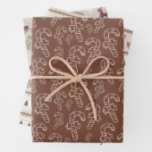 Kerstschandaal bruin patroon inpakpapier vel (In situ)