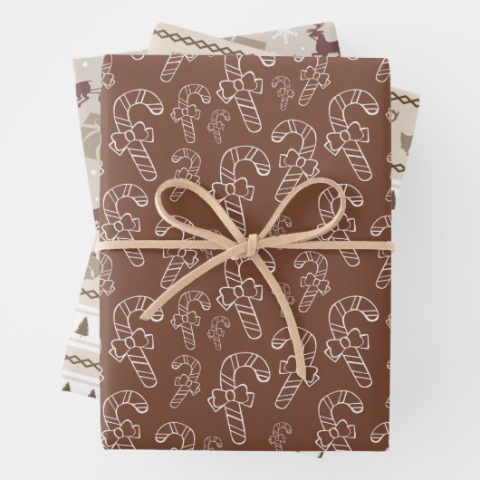 Kerstschandaal bruin patroon inpakpapier vel (In situ)