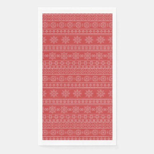 Kerstschandaal: rode witte sneeuwvlok servet (Voorkant)