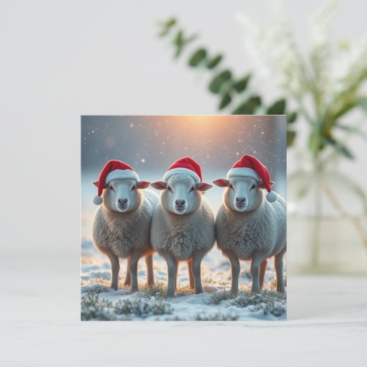Kerstschapen Feestdagenkaart (Staand voorkant)