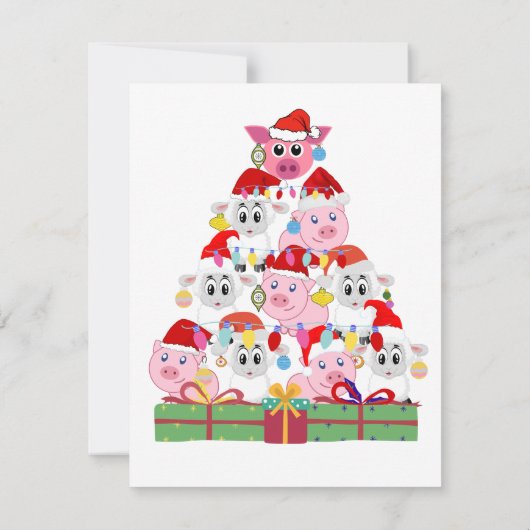 Kerstschapen & Varkensboom Notitiekaartje (Achterkant)