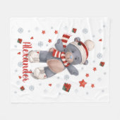 Kerstschattig beer fleece deken (Voorkant (Horizontaal))