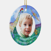 Kerstschattige Dinosaur Persoonlijke foto 2022 Keramisch Ornament (Rechts)