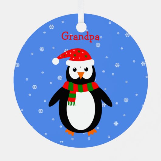 Kerstschattige pinguïns voegen naamdatum tweezijdi metalen ornament (Achterkant)