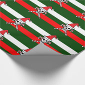 Kerstschedel en kandycane Kroesbeenderen Cadeaupapier (Hoek)