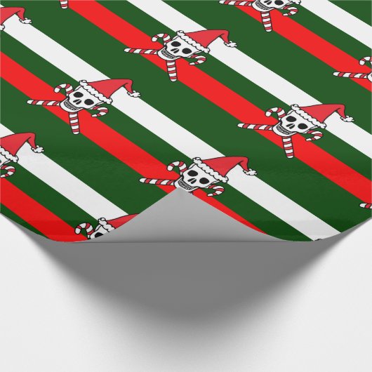 Kerstschedel en kandycane Kroesbeenderen Cadeaupapier (Hoek)