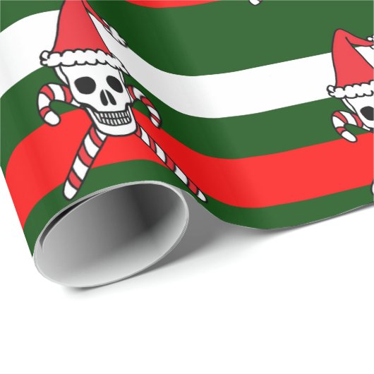 Kerstschedel en kandycane Kroesbeenderen Cadeaupapier (Rol Hoek)