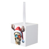 Kerstschedel met kerstmuts en gewei Mystic Decoratie (Achter hoekig)
