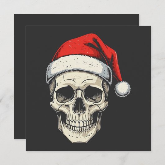 Kerstschedel met kerstmuts feestdagenkaart (Voorkant / Achterkant)