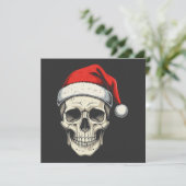 Kerstschedel met kerstmuts feestdagenkaart (Staand voorkant)