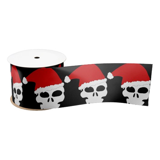 Kerstschedel met Santa Hat Gothic Satijnen Lint (Spoel)