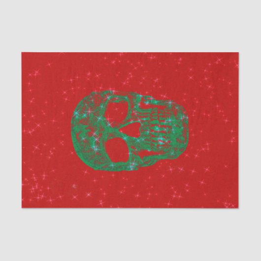 Kerstschedel Pop Kunst rood groen glitter kleurrij Tissuepapier (Voorkant)