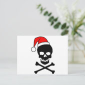 Kerstschedel zwart feestdagenkaart (Staand voorkant)