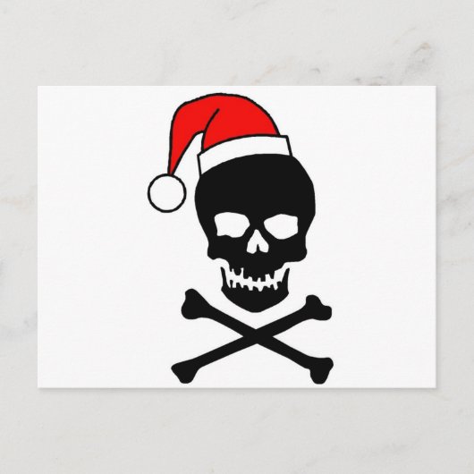 Kerstschedel zwart feestdagenkaart (Voorkant)