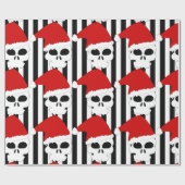Kerstschedelkerstman met zwarte en witte strepen cadeaupapier (Vlak)