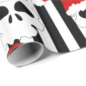 Kerstschedelkerstman met zwarte en witte strepen cadeaupapier (Rol Hoek)