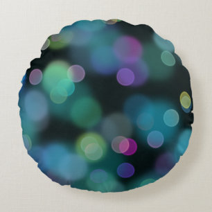 Kerstschemerpatroon in Midnight Blue Rond Kussen