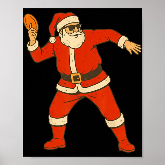 Kerstschijf Golf Vintage Grappige Kerstman Xmas Poster (Voorkant)