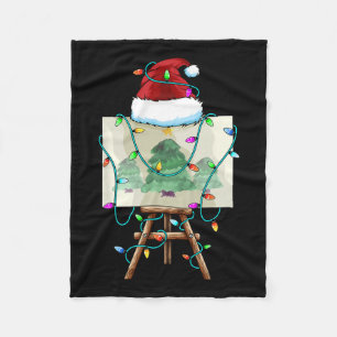 Kerstschilder Ontwerp Santa Xmas Paint Artist Fleece Deken