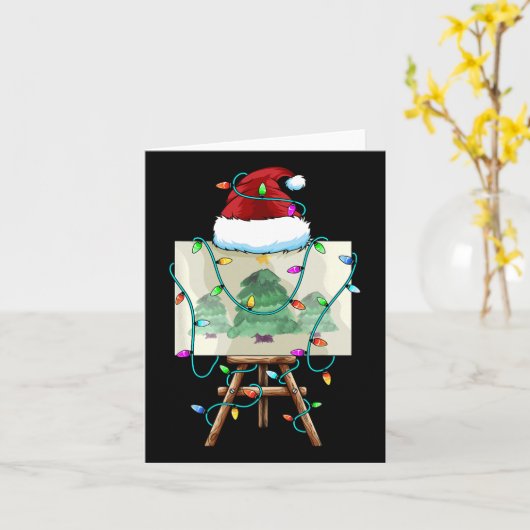 Kerstschilder Ontwerp Santa Xmas Paint Artist Kaart (Gele Bloem)