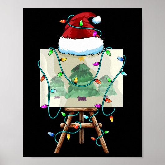 Kerstschilder Ontwerp Santa Xmas Paint Artist Poster (Voorkant)