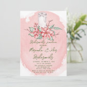 Kerstschilderen Poinsettia Bridesmaids Luncheon Kaart (Staand voorkant)