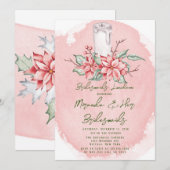 Kerstschilderen Poinsettia Bridesmaids Luncheon Kaart (Voorkant / Achterkant)