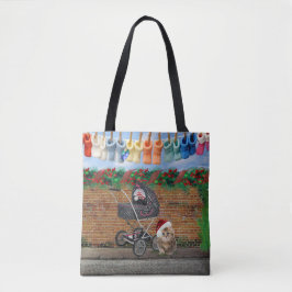 Kerstschilderij Polka-Dot Street Scene Art Tote Bag