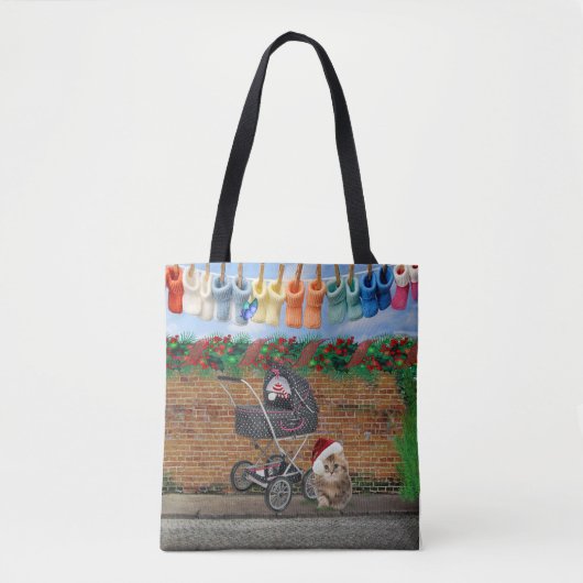Kerstschilderij Polka-Dot Street Scene Art Tote Bag (Voorkant)