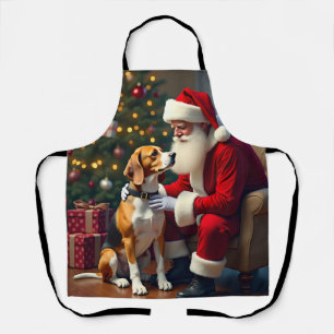 Kerstschilderij van Beagle ontmoet Kerstman Schort