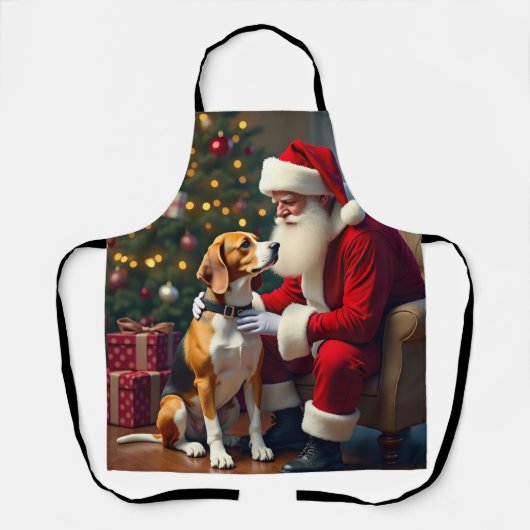 Kerstschilderij van Beagle ontmoet Kerstman Schort (Voorkant)