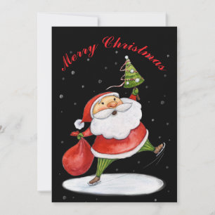 kerstschilderij voor kerstkerstwaterverf met kerst feestdagenkaart
