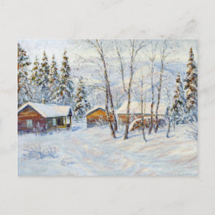 Kerstschildering in het wintergebergte, Boerderij Briefkaart