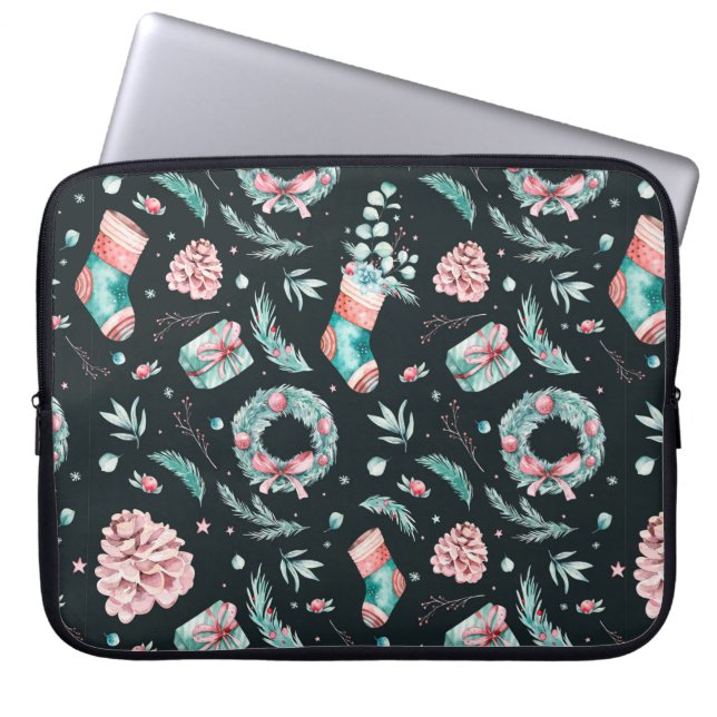  kerstschildering van de waterverf laptop sleeve (Voorkant)