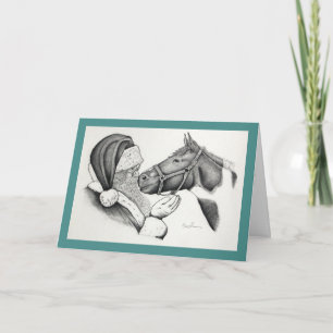 Kerstschilderpaard en kerstman feestdagen kaart