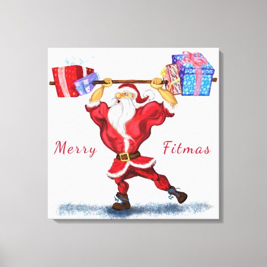 kerstschilderwerk — cadeaubon — Santa Fun Canvas Afdruk (Voorkant)